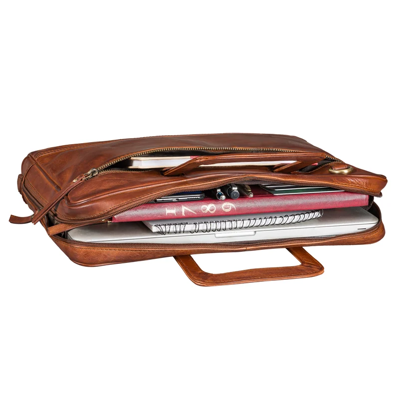 "Pierce" Laptoptasche mit Griff Leder