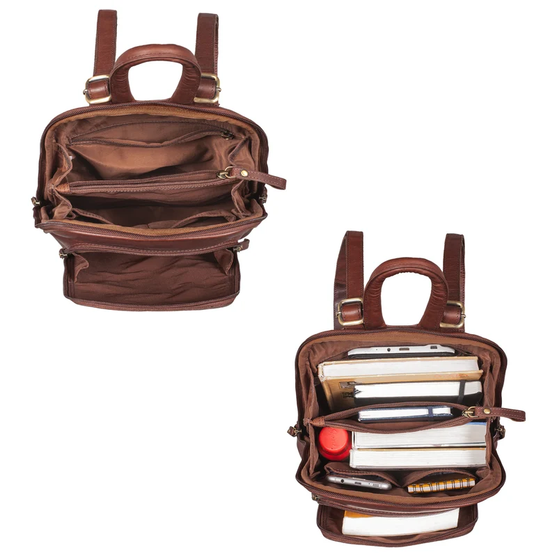 "Martha" Lederrucksack Frauen Vintage