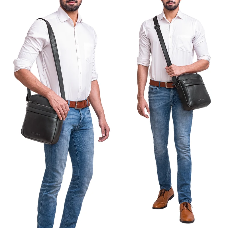 "Craig" Herren Schultertasche klein Leder