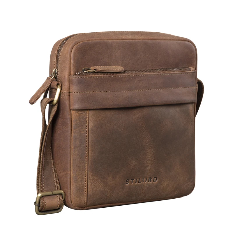 "Craig" Herren Schultertasche klein Leder