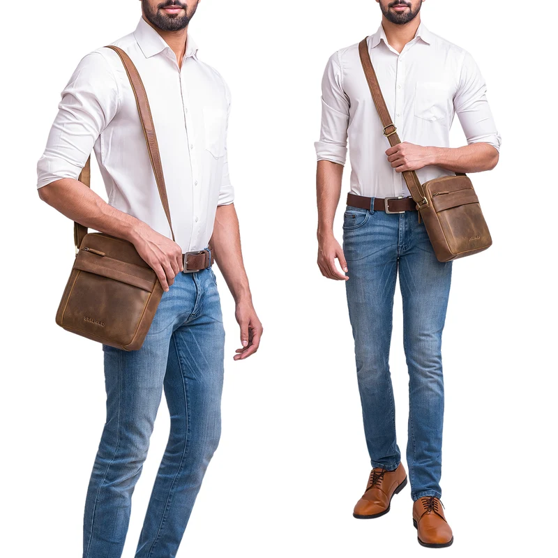 "Craig" Herren Schultertasche klein Leder