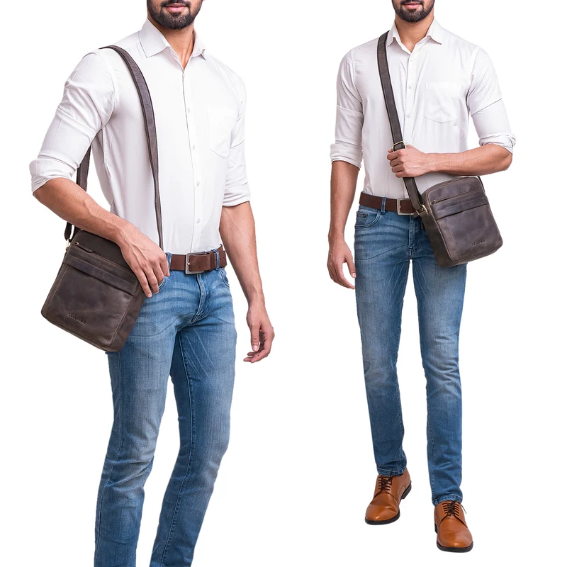 "Craig" Herren Schultertasche klein Leder