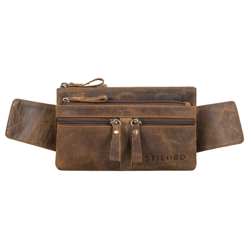 "Damian" Große Bauchtasche Gürteltasche Leder Vintage Damen und Herren