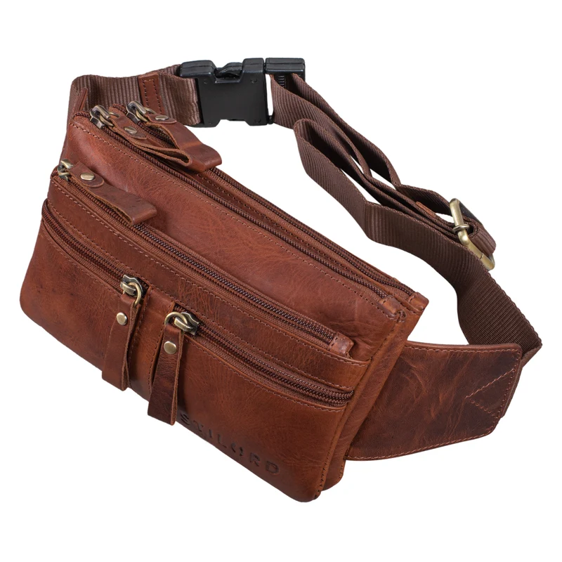 "Damian" Große Bauchtasche Gürteltasche Leder Vintage Damen und Herren