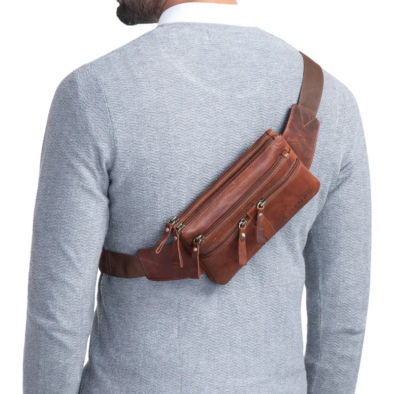 "Damian" Große Bauchtasche Gürteltasche Leder Vintage Damen und Herren