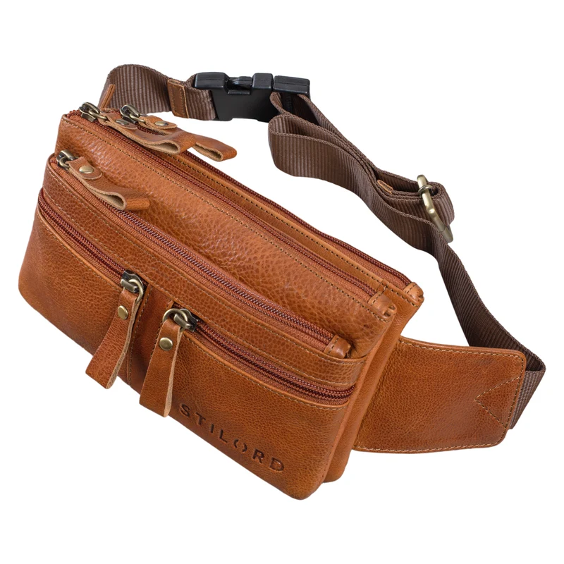 "Damian" Große Bauchtasche Gürteltasche Leder Vintage Damen und Herren