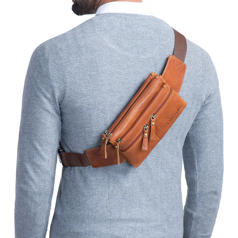 "Damian" Große Bauchtasche Gürteltasche Leder Vintage Damen und Herren