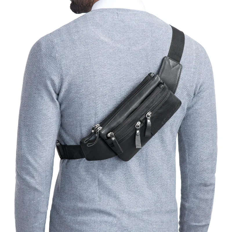 "Damian" Große Bauchtasche Gürteltasche Leder Vintage Damen und Herren