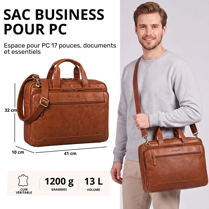 "Antoine" Vintage Ledertasche Business