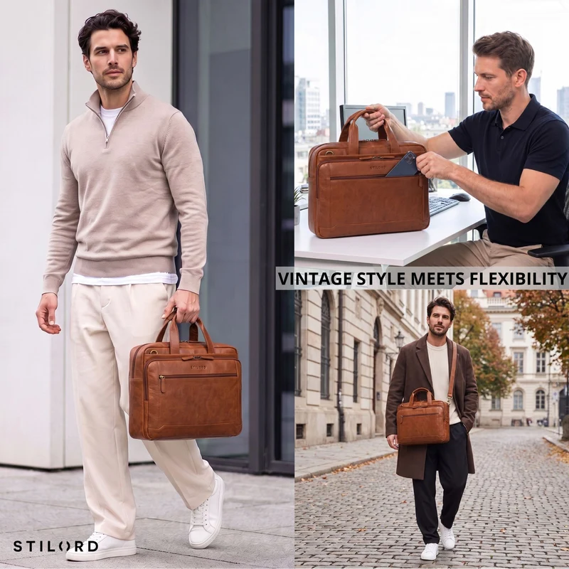 "Antoine" Vintage Ledertasche Business