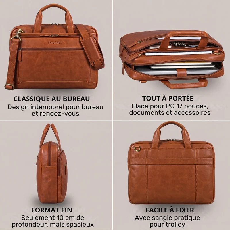 "Antoine" Vintage Ledertasche Business