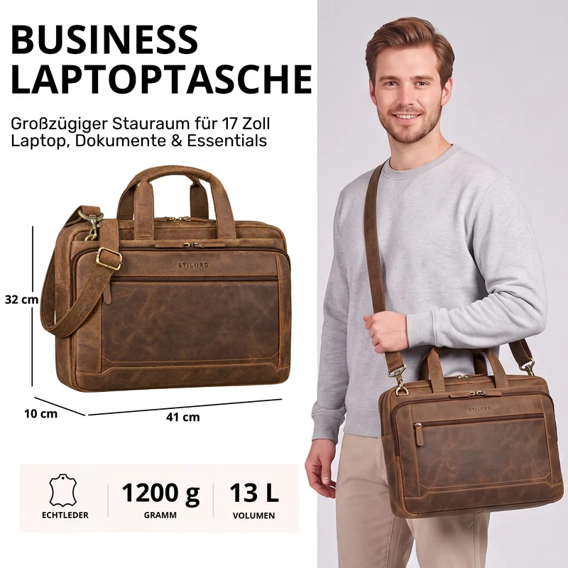 "Antoine" Vintage Ledertasche Business
