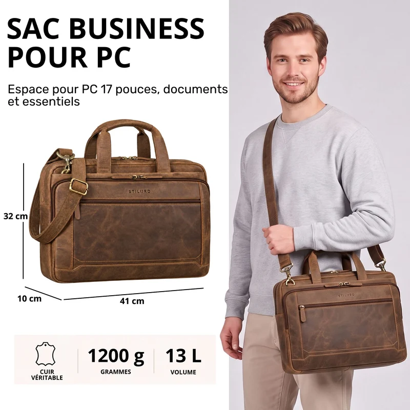 "Antoine" Vintage Ledertasche Business