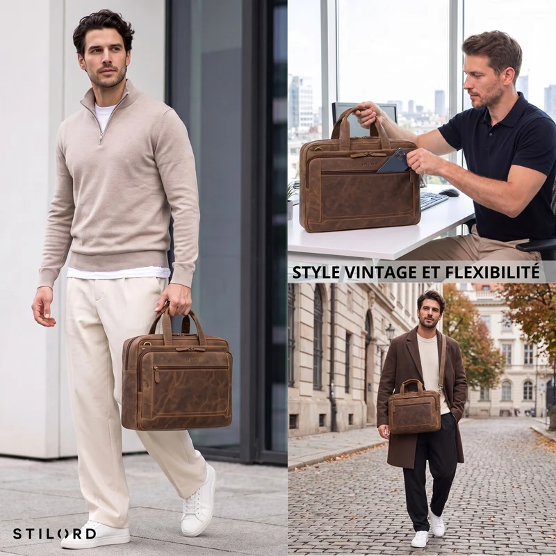 "Antoine" Vintage Ledertasche Business