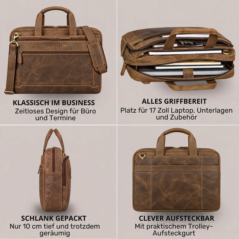 "Antoine" Vintage Ledertasche Business