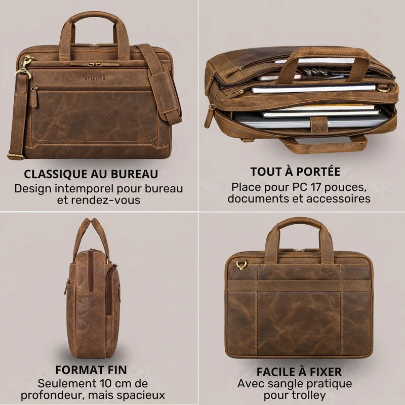 "Antoine" Vintage Ledertasche Business