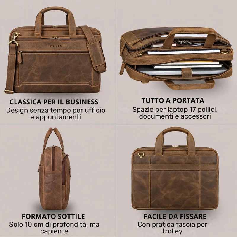 "Antoine" Vintage Ledertasche Business