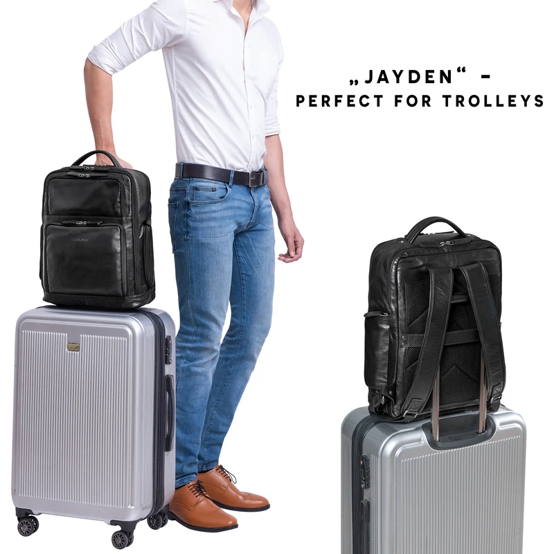 "Jayden" Business Rucksack Leder 15 16 17 Zoll Laptopfach Damen Herren