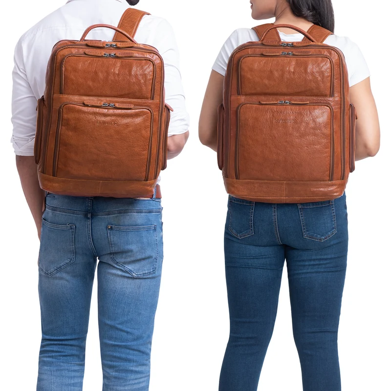 "Jayden" Business Rucksack Leder 15 16 17 Zoll Laptopfach Damen Herren