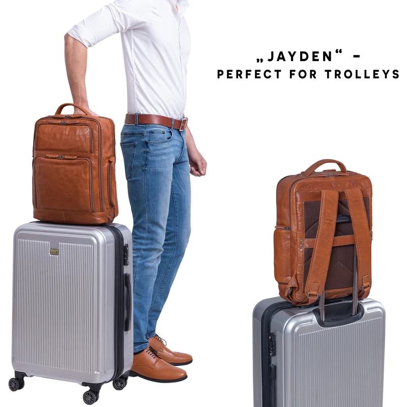 "Jayden" Business Rucksack Leder 15 16 17 Zoll Laptopfach Damen Herren