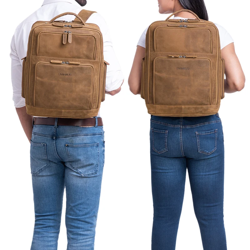 "Jayden" Business Rucksack Leder 15 16 17 Zoll Laptopfach Damen Herren