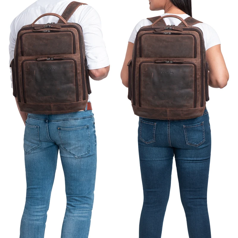 "Jayden" Business Rucksack Leder 15 16 17 Zoll Laptopfach Damen Herren