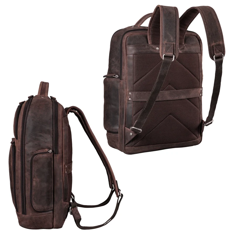 "Jayden" Business Rucksack Leder 15 16 17 Zoll Laptopfach Damen Herren