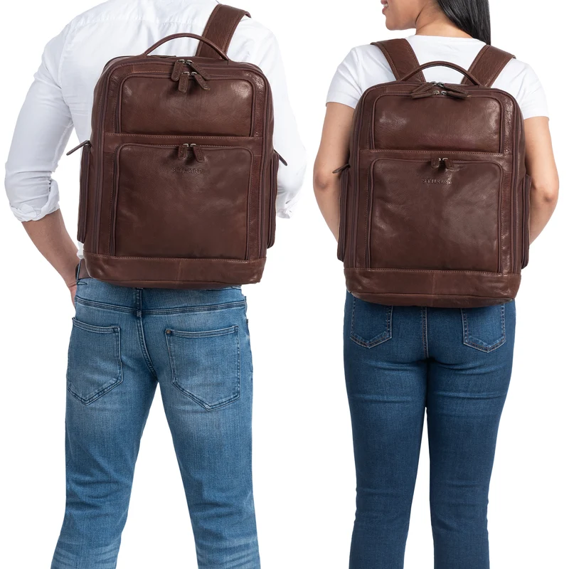 "Jayden" Business Rucksack Leder 15 16 17 Zoll Laptopfach Damen Herren