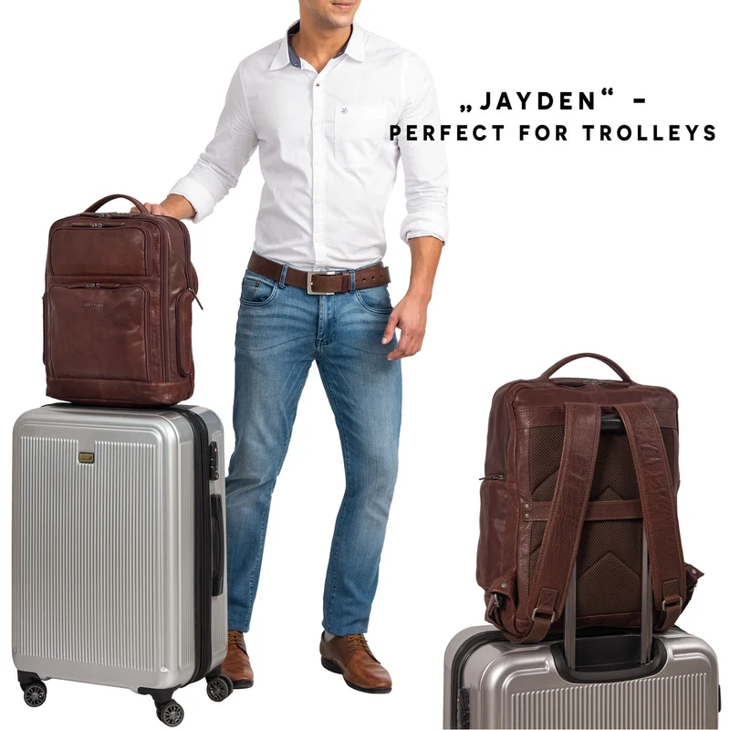 "Jayden" Business Rucksack Leder 15 16 17 Zoll Laptopfach Damen Herren