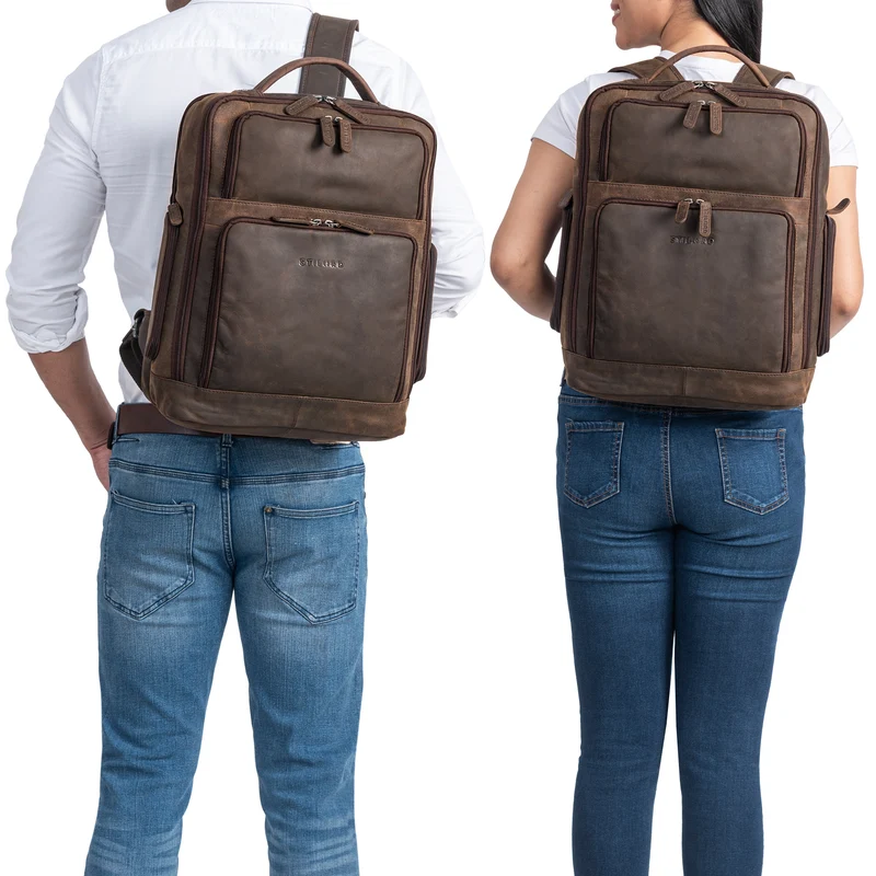 "Jayden" Business Rucksack Leder 15 16 17 Zoll Laptopfach Damen Herren