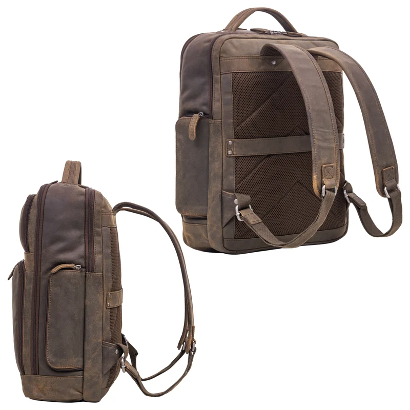 "Jayden" Business Rucksack Leder 15 16 17 Zoll Laptopfach Damen Herren