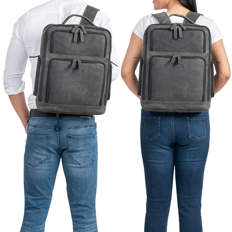 "Jayden" Business Rucksack Leder 15 16 17 Zoll Laptopfach Damen Herren