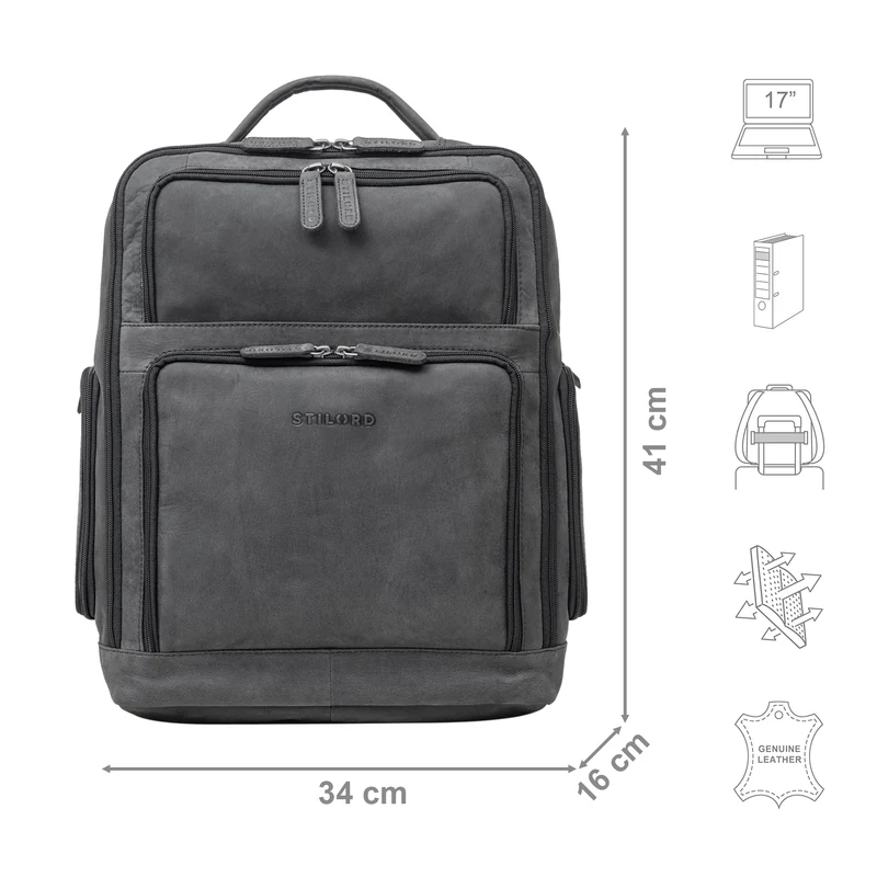 "Jayden" Business Rucksack Leder 15 16 17 Zoll Laptopfach Damen Herren