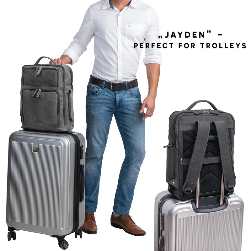 "Jayden" Business Rucksack Leder 15 16 17 Zoll Laptopfach Damen Herren