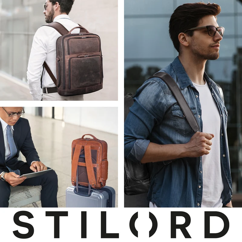 "Jayden" Business Rucksack Leder 15 16 17 Zoll Laptopfach Damen Herren