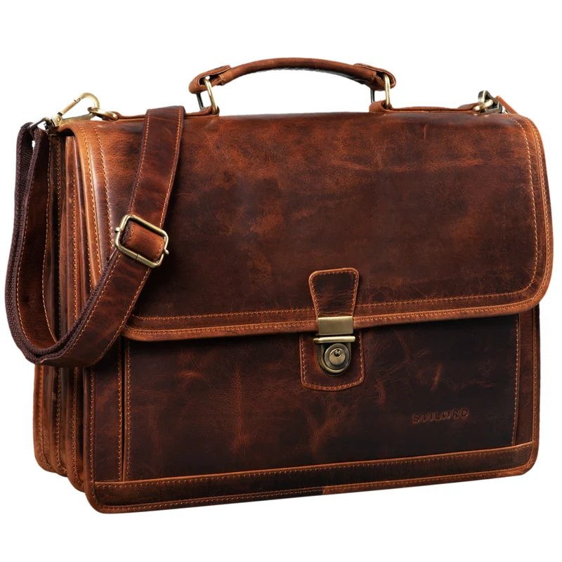 B-WARE "Thaddäus" Vintage Aktentasche Leder
