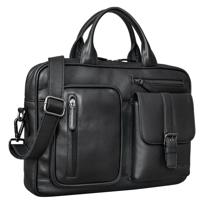 "Jenson" College Bag Leder Schwarz