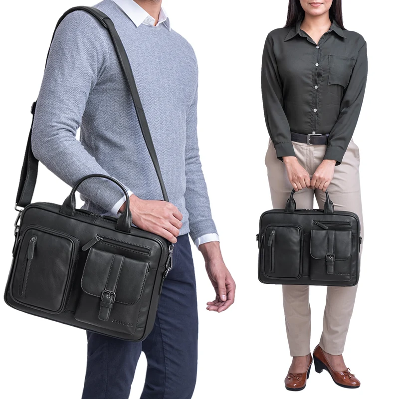 "Jenson" College Bag Leder Schwarz
