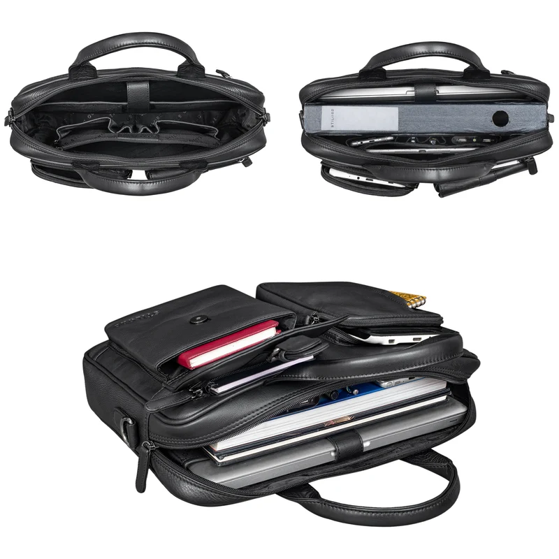 "Jenson" College Bag Leder Schwarz