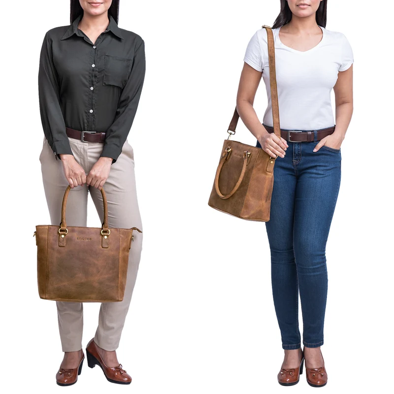 STILORD "Abigail" Handtasche Büro Damen Leder Shopper Businesstasche elegant