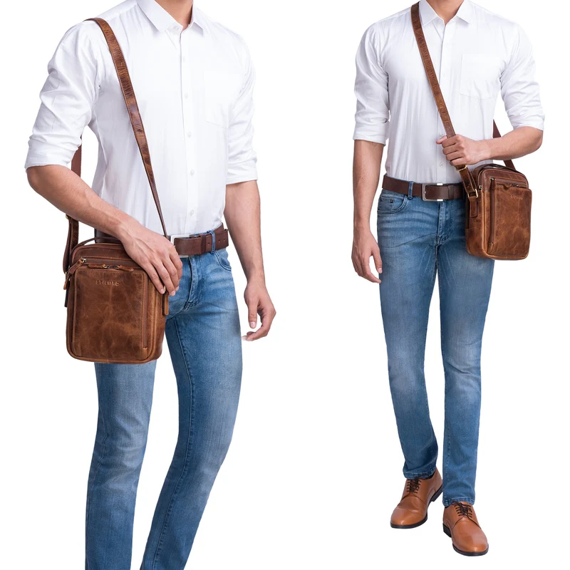 STILORD "Ilkay" Männer Tasche Leder Klein