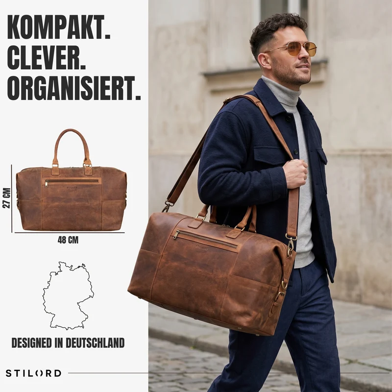 "Rover" Leder Weekender Herren Reisetasche