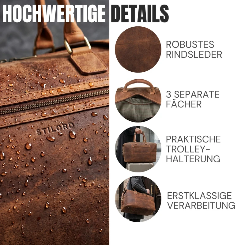 "Rover" Leder Weekender Herren Reisetasche