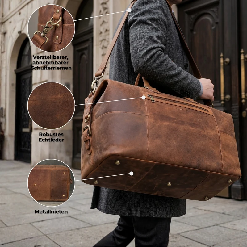 "Rover" Leder Weekender Herren Reisetasche