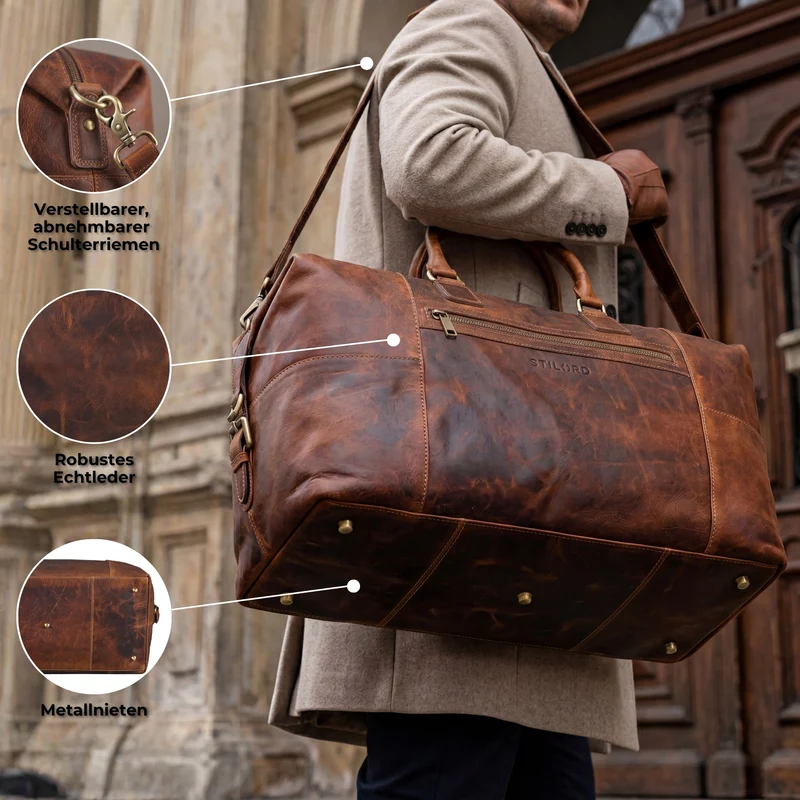 "Rover" Leder Weekender Herren Reisetasche
