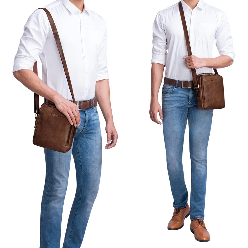 "Bastian" Schultertasche Herren Leder Vintage