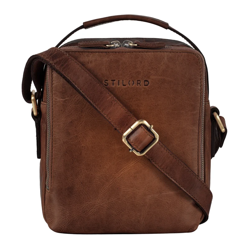 "Bastian" Schultertasche Herren Leder Vintage