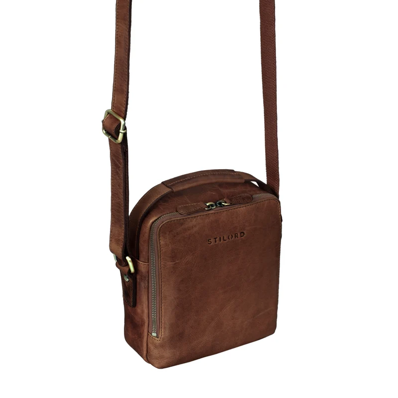 "Bastian" Schultertasche Herren Leder Vintage