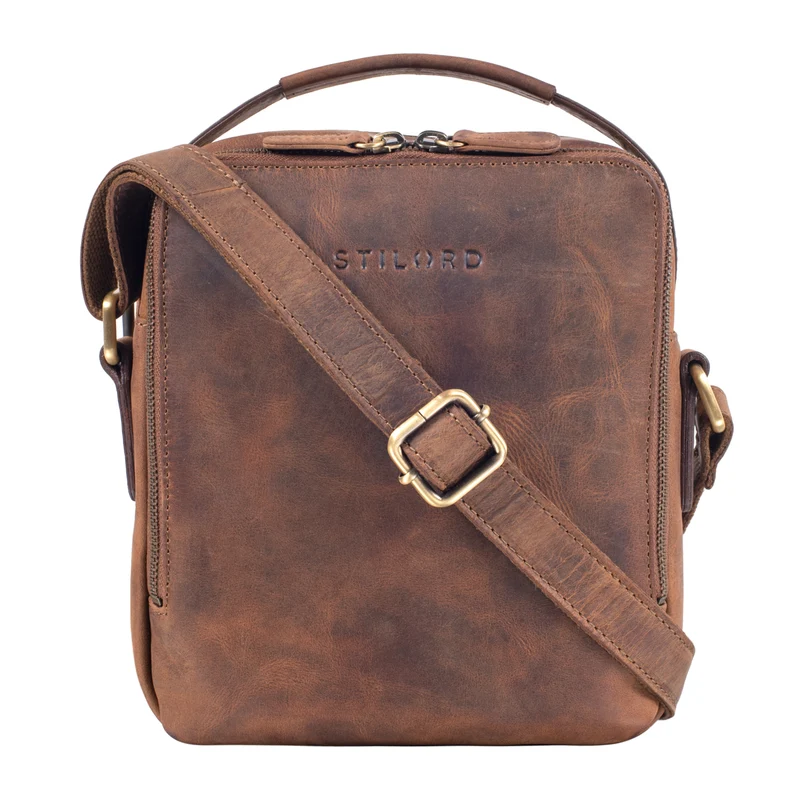 "Bastian" Schultertasche Herren Leder Vintage