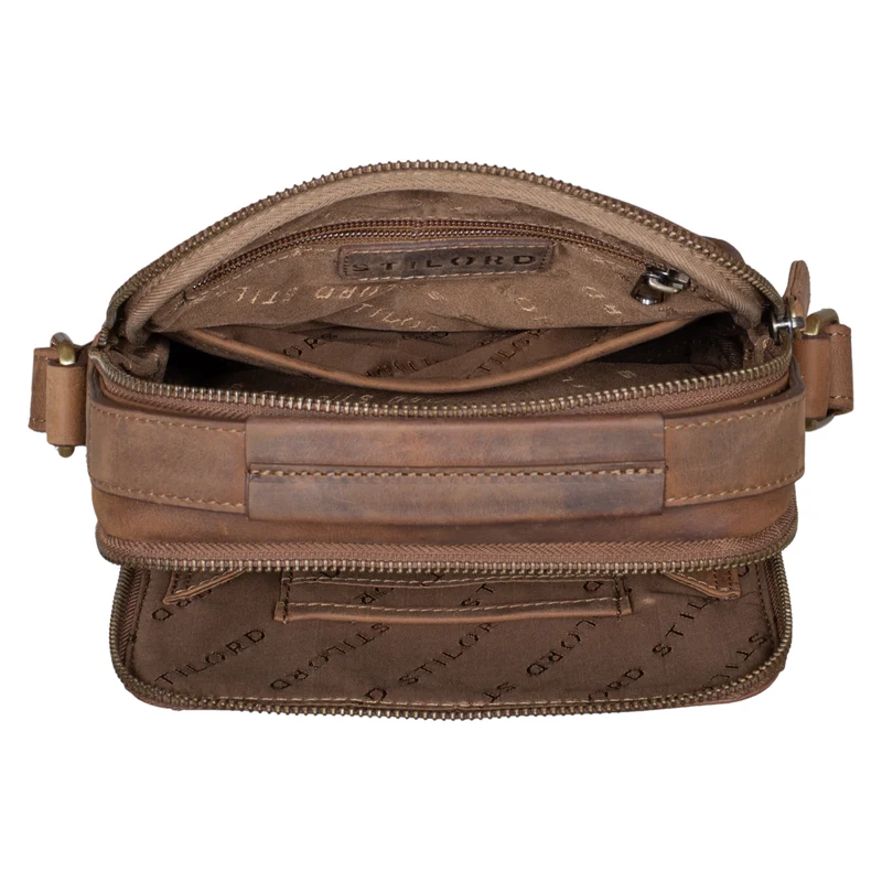 "Bastian" Schultertasche Herren Leder Vintage